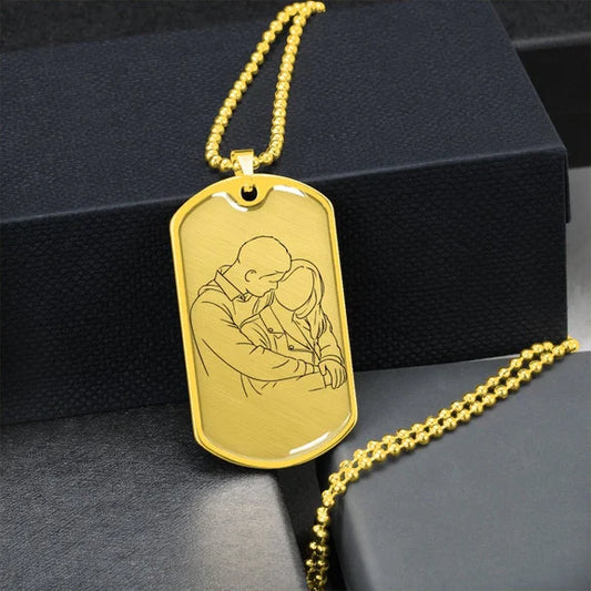 Custom Engraved Photo Tag Necklace