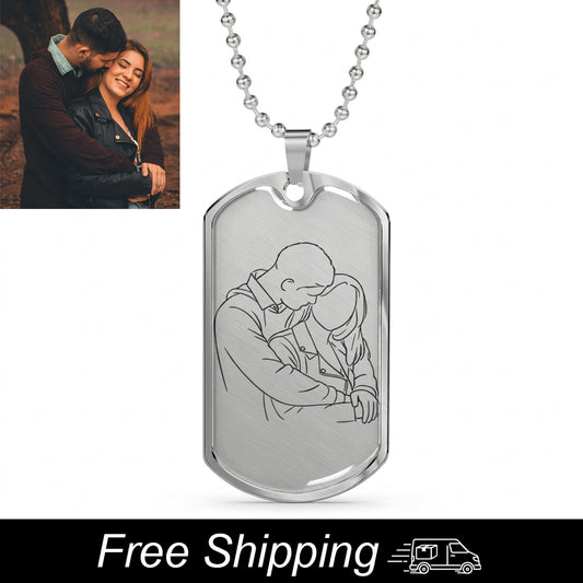 Custom Engraved Photo Tag Necklace